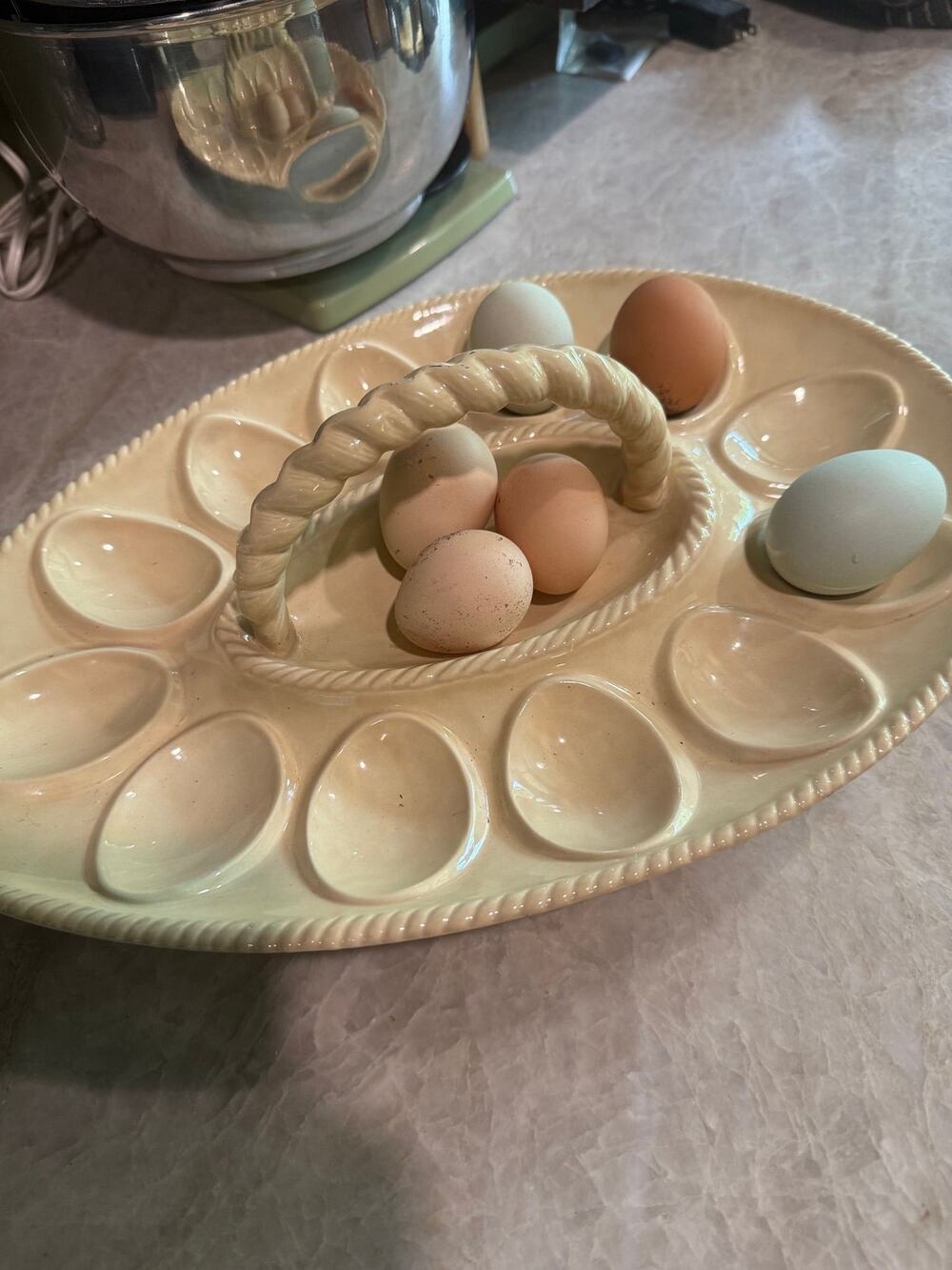 Atlantic Mold Deviled Egg Platter Tray Dish W/Handle